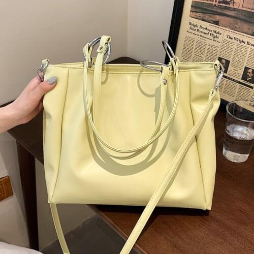Solid Color PU Leather Big Tote Bags Square Handbags for Women Fashion Crossbody Shoulder Bags Shopping Bolsa Feminina BB13
