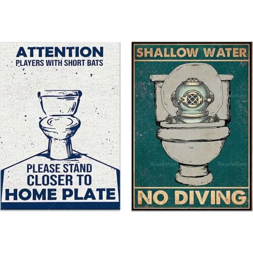Shallow water prohibited diving posters, interesting shallow water art prints, swimming injury wall art, bathroom decoration, ba