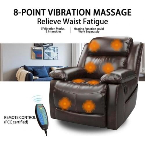 Portable Great Heated Massage Single Sofa Chair Faux Leather Single Sofa Heating Function for Living Room