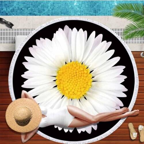 Plant Daisy Sunflower Round Beach Towel For Adults Microfiber Towels Absorbent Toalla Outdoor Shawl Beach Mat serviette de bain