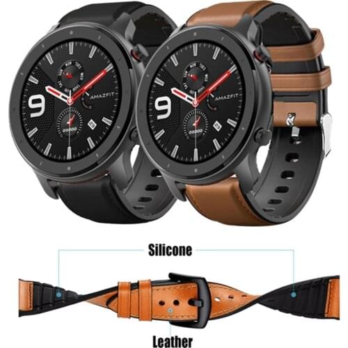 20/22mm Genuine leather Strap Amazfit Bip S gts gtr Bracelet For Xiaomi Amazfit GTR 42 47mm Pace Stratos Strap For Huawei GT2 46