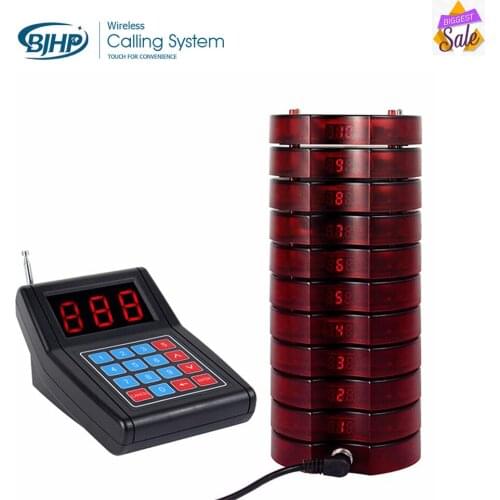 Restaurant queue management system keypad transmitter*1+charger base*2+coaster pager*20