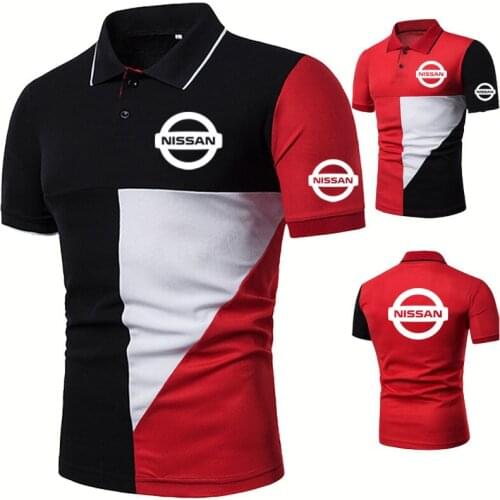 High Quality Fashion Casual Trend NISSAN Car Logo Printing Summer Mens POLO shirt Cotton Splicing Mens short sleeve