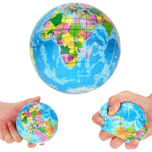 Globe Squeeze Stress Balls Earth Ball Stress Relief Toys Therapeutic Educational Balls Bulk for Kids Adults School Office Favors