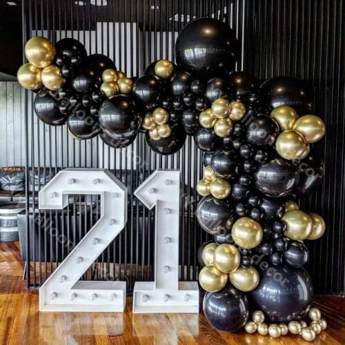 110pcs Balloon Arch Garland Kit Chrome Gold Latex Black Balloons Wedding Hawaiian Party Birthday Balloons Globos Decoration