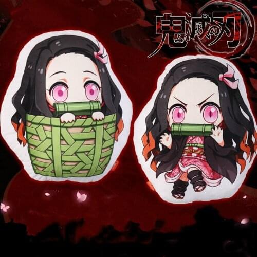 Anime Demon Slayer Cute Plush Pillow Cushion Creative Soft Doll Lunch Break Nap Sleeping Stuffed Girls Gift Toys for Children