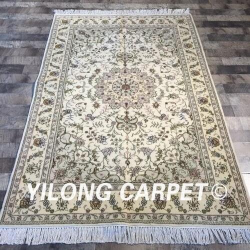 Yilong 4'x6' handwoven oriental wool silk persian area rug traditional hand made wool carpet (WY2079S4x6)