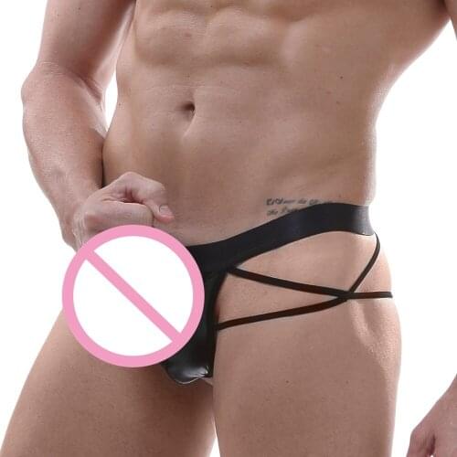 * Item Fabric:Polyamide/Faux Leather Sexy Men Lingerie Mesh Faux Leather Package Contents:1*Underwear Thong G-String Briefs