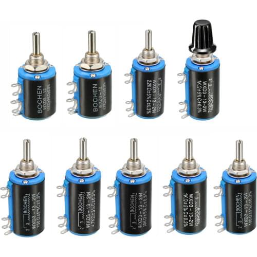 Uxcell 1/2Pcs Variable Resistors Single Turn Rotary Carbon Film Potentiometer with Knobs to Control Electrical Devices Round