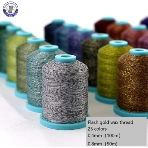 Wax Thread Flash Gold 0.4mm 0.8mm Polyester Eco-Friendly Metallic Luster Jewelry Leather Products Macrame Necklace