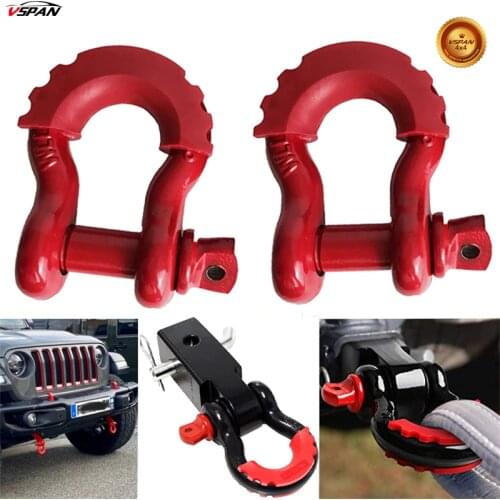 Vspan 5/8" D Ring Tow Shackle 42,000Ibs Break Strength with Isolator & Washers Kit for Tow Strap Winch Off Road Vehicle Recovery