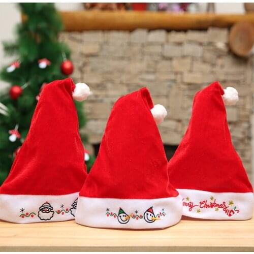 Adult Santa Hat Embroidered Red Santa Hat Santa Hat High-Grade Gold Velvet Embroidered Christmas Decorations