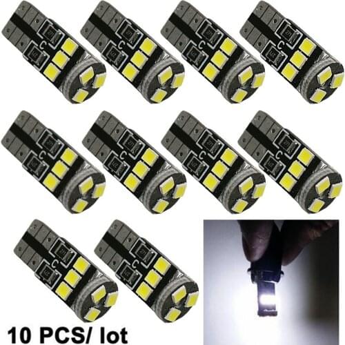 YCCPAUTO 10PCS T10 W5W Car LED Light 192 168 501 Canbus Bulbs 2835 9 SMD LED Auto Door Instrument Side Wedge Lamp DC12V