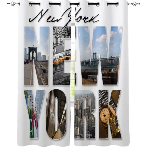 New York City Huge Clip Patchwork Room Curtains Large Window Bathroom Kitchen Bedroom Decor Kids Room Curtain Curtain Panels