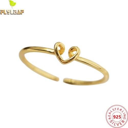 925 Sterling Silver Lines Winding Heart Open Rings For Women Simple Style Female Fine Jewelry