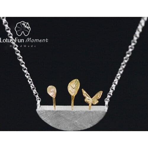 Lotus Fun Moment Real 925 Sterling Silver Natural Creative Handmade Fashion Jewelry My Little Garden Pendant Necklace for Women