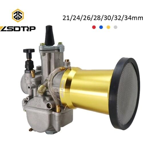 ZSDTRP 21 24 26 28 30 32 34mm PWK Carburetor Carb With 50/55mm Air Filter Cup Wind Cup For Scooter ATV Moped Dit Pit Bike GY6