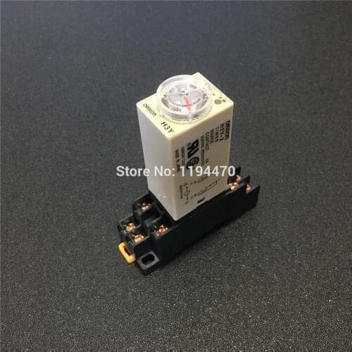 1 set H3Y-2 H3Y Power On Delay Timer AC 220V 5s 10s 30s 60s Time Relay DPDT 8 Pins 2NO 2NC with PYF08A Socket Base