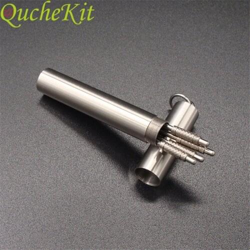 1pcs Stainless Steel Toothpick Holder 4pcs Titanium Alloy Toothpicks Portable Toothpick Storage Box Organizer Pills Case
