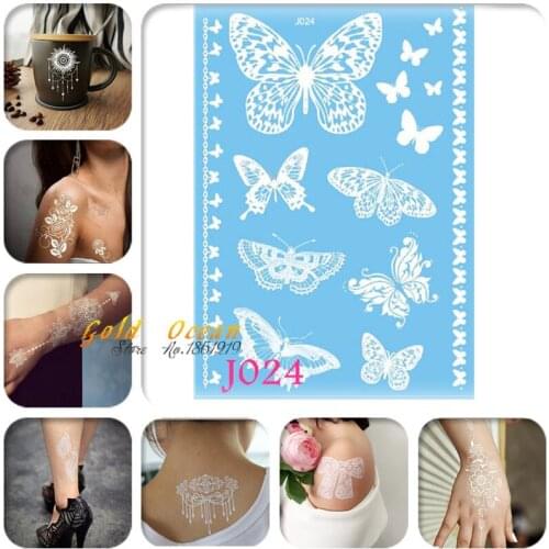 1PC Butterfly Temporary Tattoo Stickers White Henna Paste GJ024 Cute Butterfly Child School Tattoo Paste Lovely Chains Kids Girl