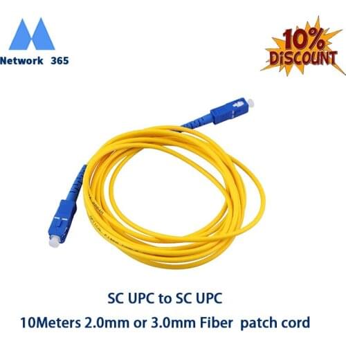10PCS/Lot 10M SC/upc to SC/upc Fiber Patch Cord 2.0mm or 3.0mm SM FTTH Fiber Jumper Cable