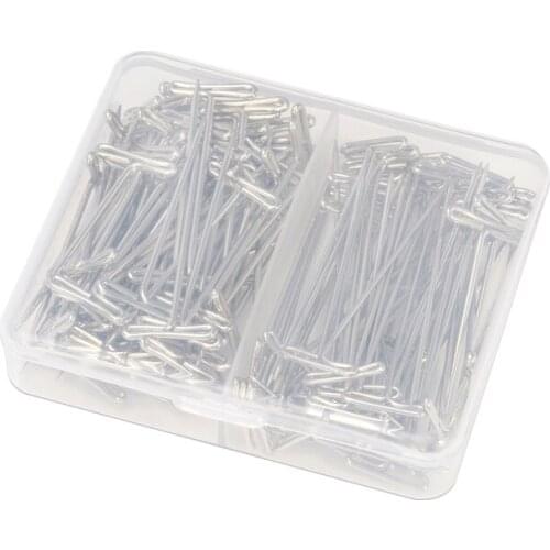 170PCS Mix Size 32MM 38mm Wig T-pins with Plastic Box Stainless Steel Wig T-pins for Holding Wigs Hair Stretch on Wig Head