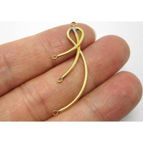 Brass pendant 36.1x14.2mm Brass wire earrings findings Boho earrings charms holder 2pcs R882