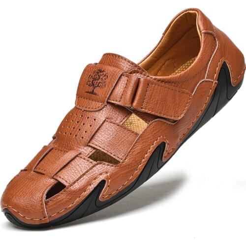 2021 Classic Mens Sandals Summer Genuine Leather Sandals Men Outdoor Casual Lightweight Sandal Fashion Men Slipper Size 38-48