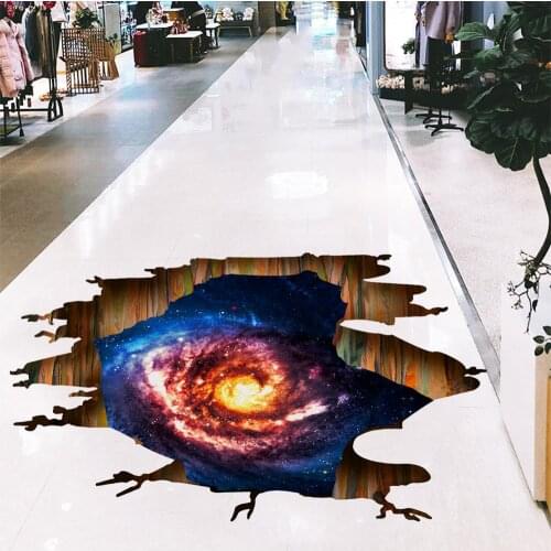 3D wall stickers broken wall starry black hole living room bedroom corridor green decorative stickers wallpaper