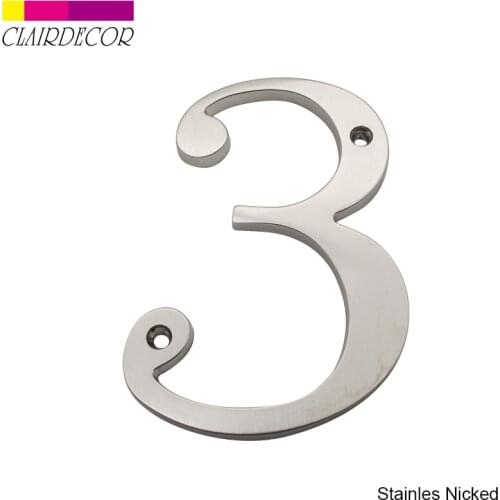 4 in Sold Zinc Modern House Number Hotel Home Door Number Outdoor Address Plaque Zinc Alloy Number for House Address Sign #3