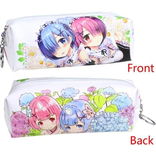 Anime Re:Zero kara Hajimeru Isekai Seikatsu Rem and Ram Cosmetic Bag Cartoon Stationery Pouch for School Supplies