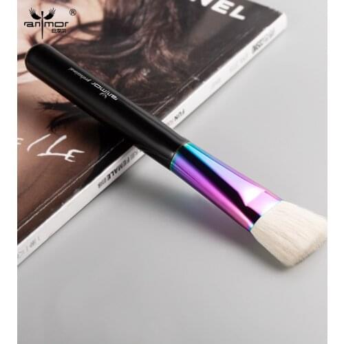 Anmor 1Pcs Foundation Makeup Brush Wooden Handle Copper Ferrule Natural Hair Make Up Brushes Professional Face Cosmetics Tool