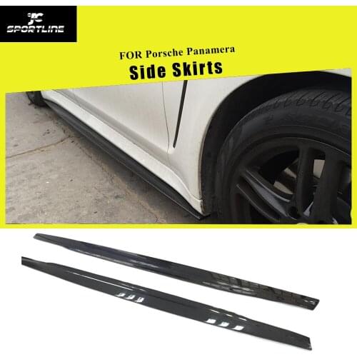 Car-styling Carbon Fiber Auto Side Skirts Extension Lips for Porsche Panamera 2010 - 2013
