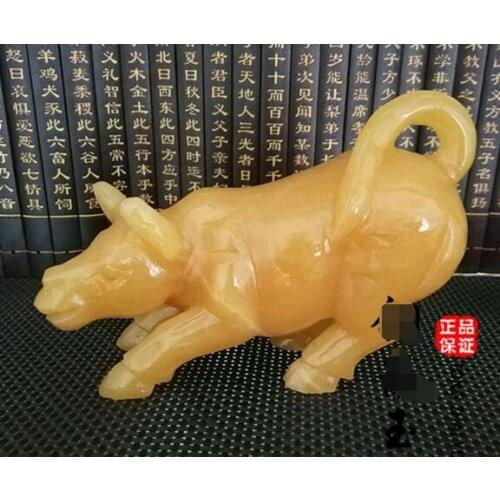 Beige cattle lucky town house jade zodiac cattle living room entrance office home decoration craft gifts