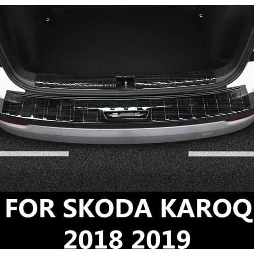 For SKODA KAROQ 2018 2019 stainless steel Exterior Rear Trunk Bumper Scuff Plate Door Sill Auto Accessories Stainless Steel