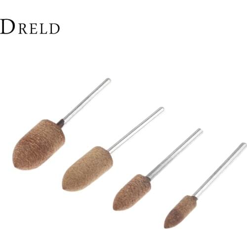 DRELD 4Pcs Dremel Accessories 5/6/8/10mm Leather Grinding Head Polishing Buffing Brush Wheel for Rotary Tools 2.35mm Shank