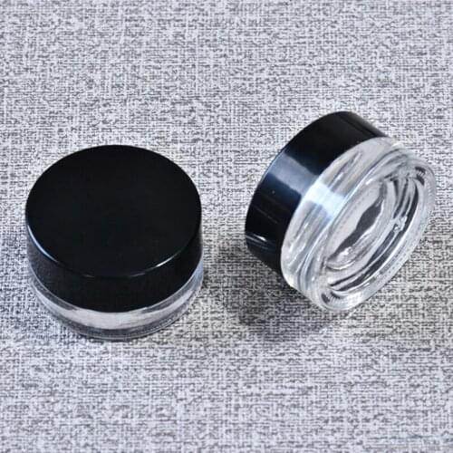 Food Grade Non-Stick 3ml 5ml Glass Jar Tempered Glass Container Wax Dab Jar Dry Herb Container With Black Lid