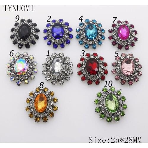 Fashion Glass Crystal Button 5PCS/LOT 25 * 28MM Retro Metal Decorative Flower DIY Wedding Craft Decoration Accessories