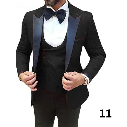 Butterfly Flower Men Suits Groom Tuxedos Shawl Satin Lapel Groomsmen Wedding Suits (Purple Jacket+White Pants+White Vest )