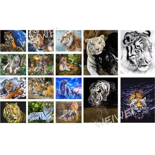 5D Diy Diamond Painting White Tiger Northeast Tiger Cross Stitch Kit Full Drill Embroidery Mosaic Art Picture of Rhinestones