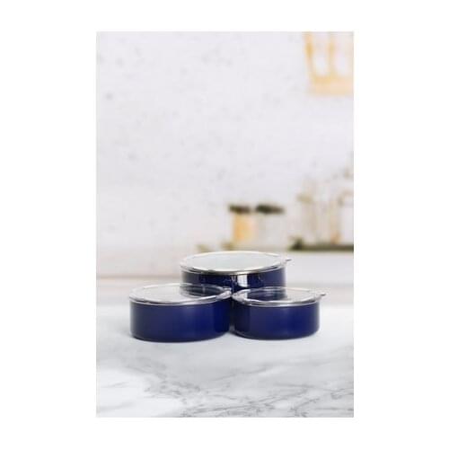 3 PCS Antique Enamel Multicolor with covers 14-16-18cm Enamel Storage Box Set