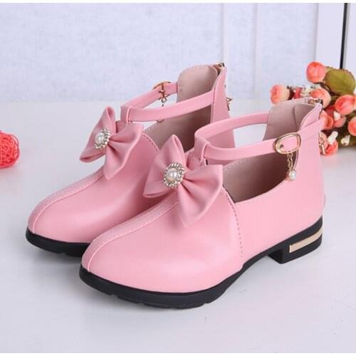 2021 New Children Leathers Shoes Fashion Little Girls Bow Princess Shoes Kids Comfortable Students School Casual Shoes E773