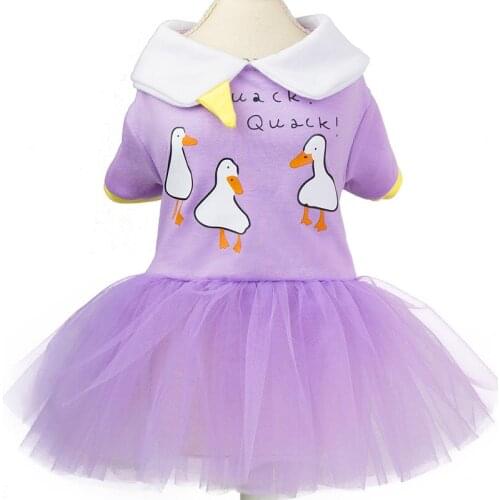 Spring and Summer New Fashion Dog Dress Pet Cat Dog Cute Cartoon White Goose Skirt Pet Tutu