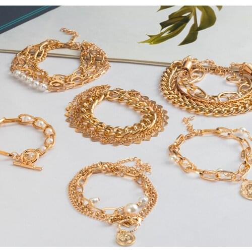 New Bohemian Gold Fashion Bracelet Chains Multilayer Bracelet for Girls Punk Jewelry 2021 trend Lady charms Women‘s Bracelet