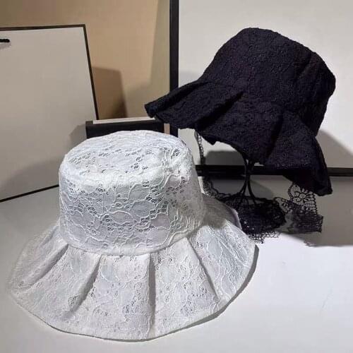 Korean Fashion Embroidered Streetwear Bucket Hat Transparent Panama Women Lace Flower Beach Sun Cute Hat Sombreros De Vaquero