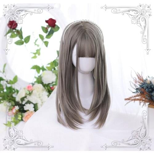 High Quality Soft Girl Lolita Sinny Shock Haircut Multicolor Mid-Lengthv Wig Costume Party