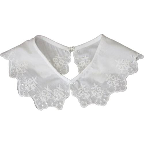 Casual Decorative Fake Collar Hollow Out Embroidery Floral Lace Detachable Dickey Half Shirt Blouse Big Shawl Poncho