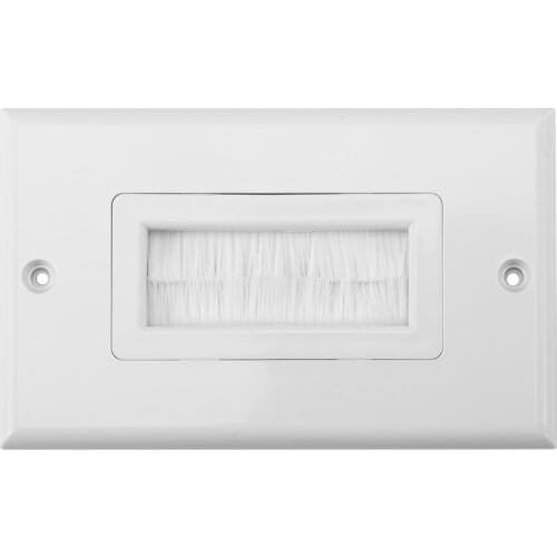 Cable Pass Through Home Single Gang Anti Dust Multifunctional Outlet Mount Panel ABS White Wall Socket Easy Install Brush Plate