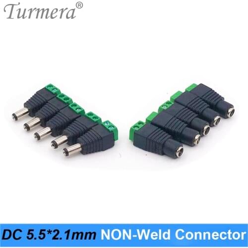 Turmera DC connector 5.5*2.1mm Power Jack Adapter Plug Cable Connector for Screwdiver battery and 3528/5050/5730 led strip light