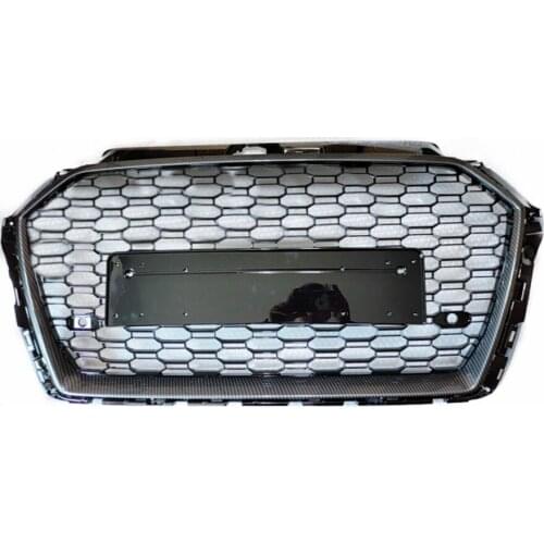 Car Front Bumper Grill Center Grille Carbon Style for Audi A3/S3 8V 2017 2018 2019 (Refit for RS3 Style) Car Front Bumper Grille